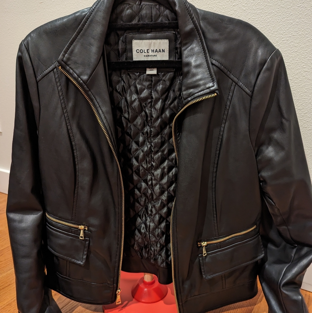 Cole haan faux leather jacket